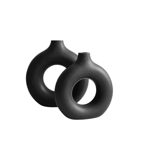 ALUMINIUM FLOWER VASE (BLACK) SET OF 2